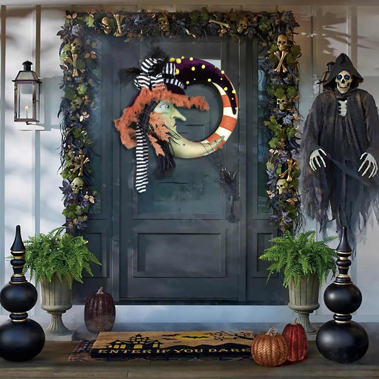 Witch Moon Wreathhalloween Wreathhalloween Christmas Party Pendantdoor Hanger Home Decoration Accessories декор для дома