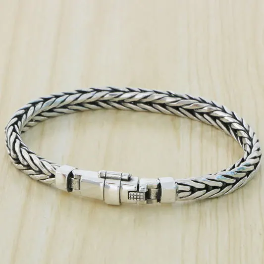 Wholesale pure silver interwoven woven bracelets Retro and minimalist trendy men and women's trendy jewelry Handsome Handmade Th