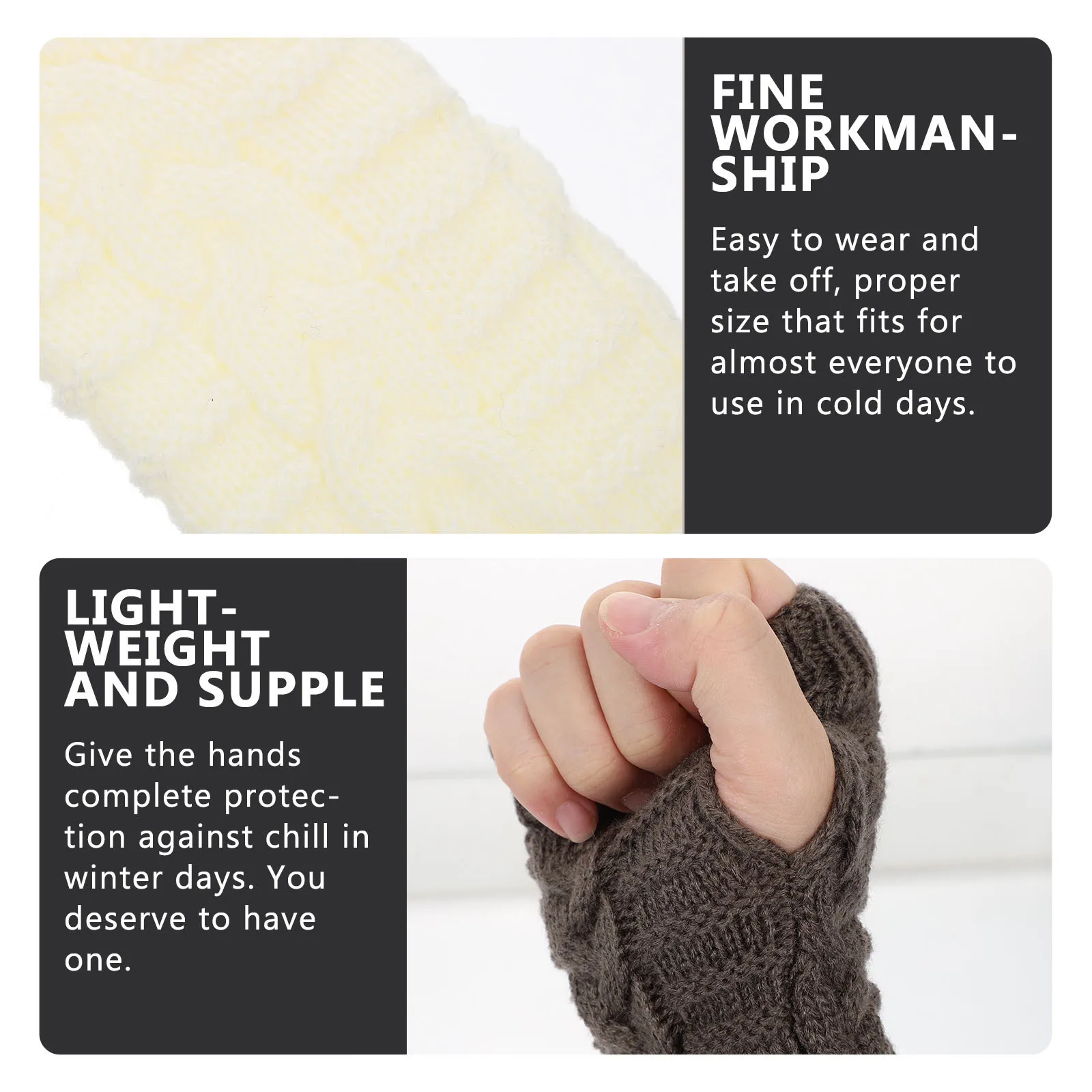 

Autumn Half-Finger Gloves For Women Stylish Thermal Knitted Winter Warmth Keeping Cover Mitts Bamboo Joint Design Outdoor