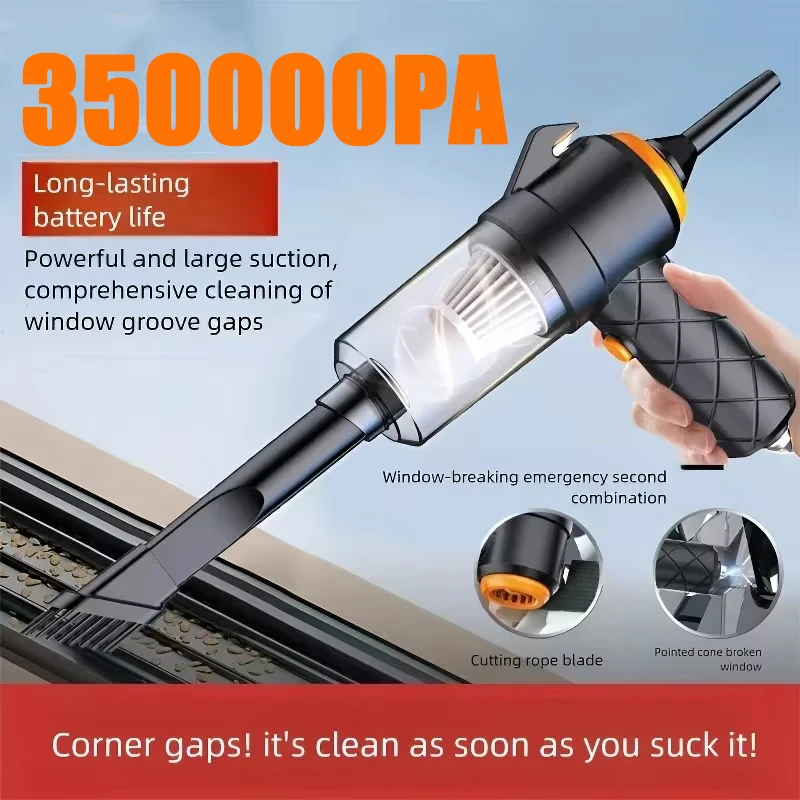 Беспроводной автомобильный пылесос 6-в-1, 350000Па, портативный, высокомощный, перезаряжаемый, с функцией выдувания, для дома и автомобиля