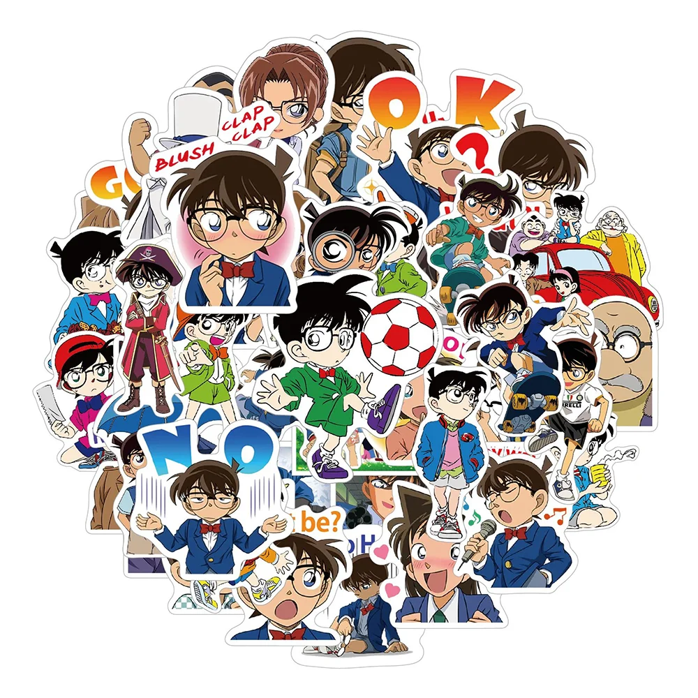 50 Stück Cartoon Detektiv Conan Coole Graffiti-Aufkleber aus PVC-Material Kinderspielzeug für den Alltag Scrapbook Wasserfeste Dekorative Aufkleber