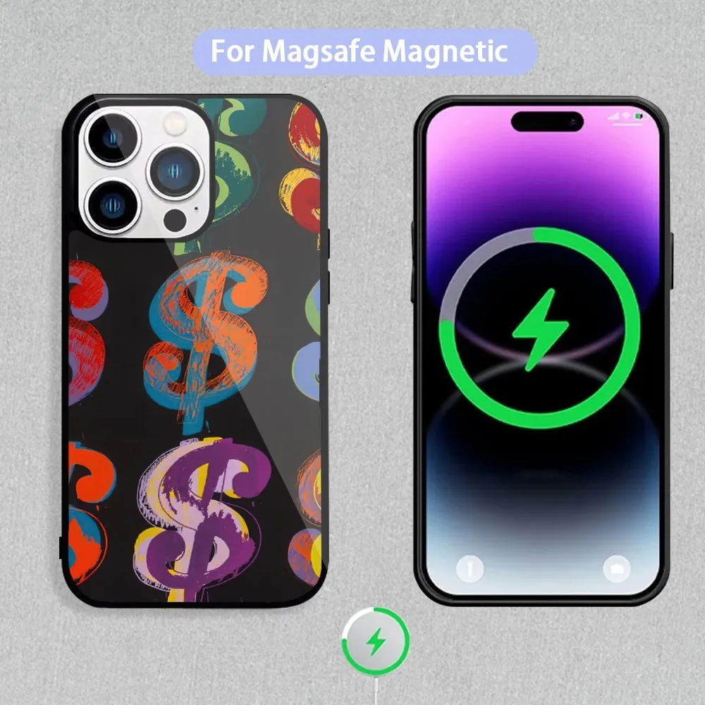 Andy W-Warhol A-Art Phone Case For Magnetic Inductive Charging iPhone 11 12 13 14 15 Max Pro Mini Plus Shell