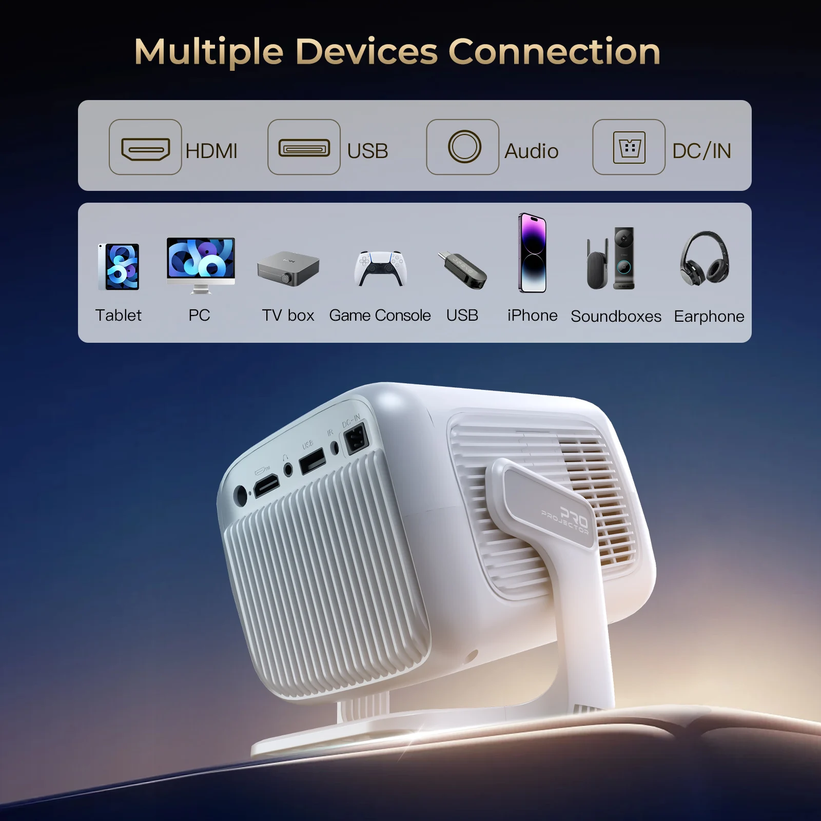 Projektor LynCast 4K 350ANSI Android 11 Wifi6 BT5.4 1920*1080P Projektor do kina na zewnątrz Beamer Projektor wideo do kina domowego X3AQ — zdjęcie produktu 6