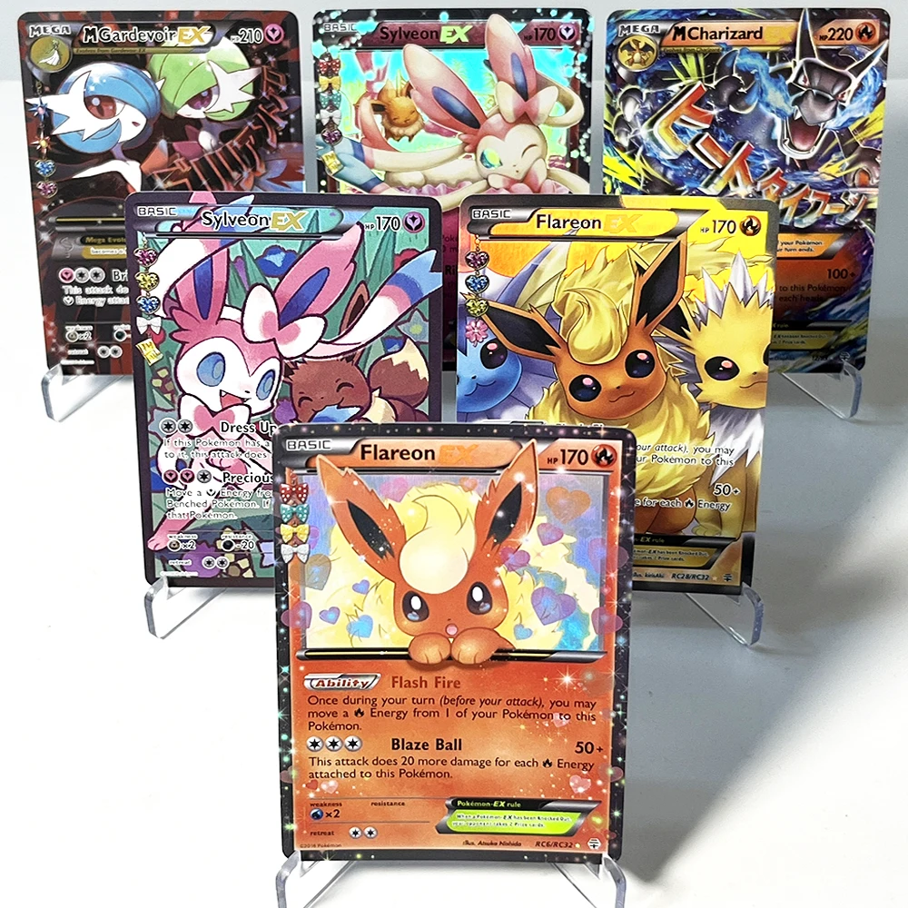 PKM Generations (GEN) Series EX Rare Game Cards DIY Holographic Proxy  Flareon Gardevoir MCharizard MGardevoir Sylveon EX Cards