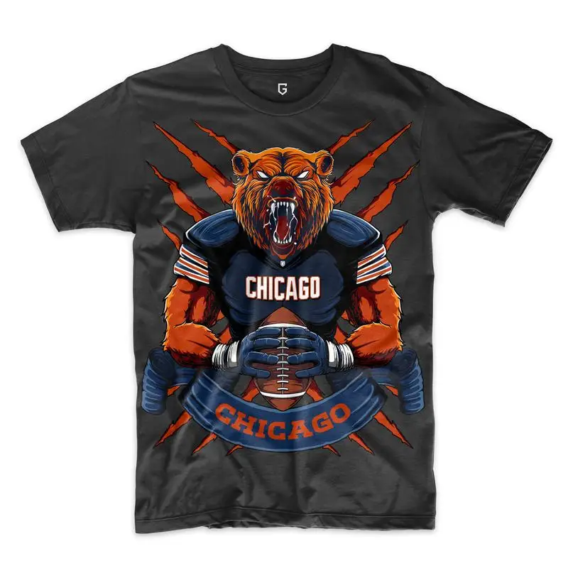 

Мужская футболка Chicago Football, винтажная футболка с рисунком, мягкий хлопок, с коротким рукавом и круглым вырезом, идеальная одежда Y2k, уличная одежда для женщин и мужчин