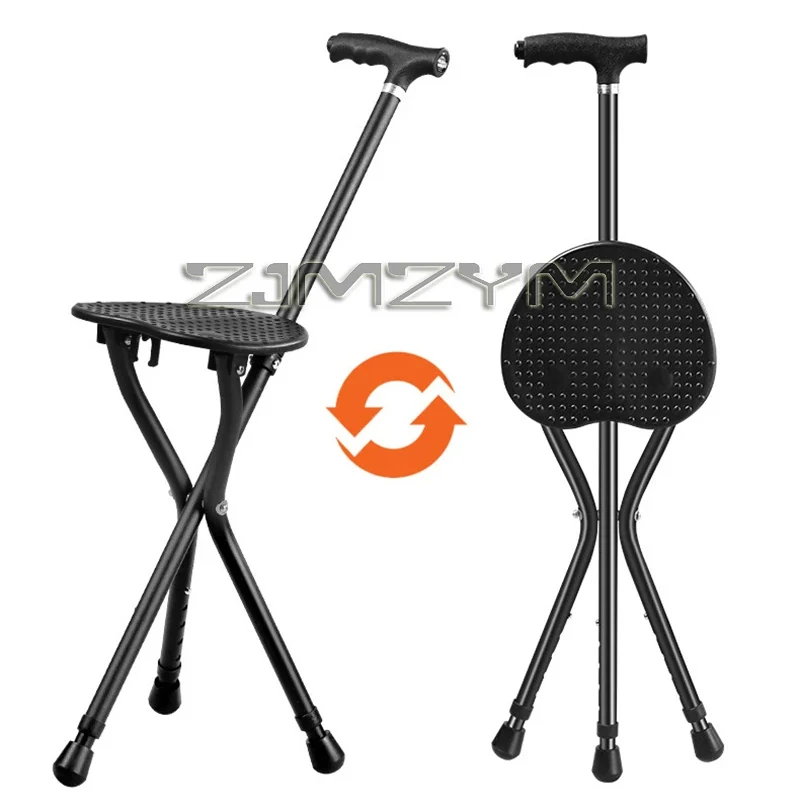 Outdoors Folding Crutch Chair Elderly Rest Hand Stool Light Multifunctional Non Slip Portable Stools Beach Camping Chair image 2
