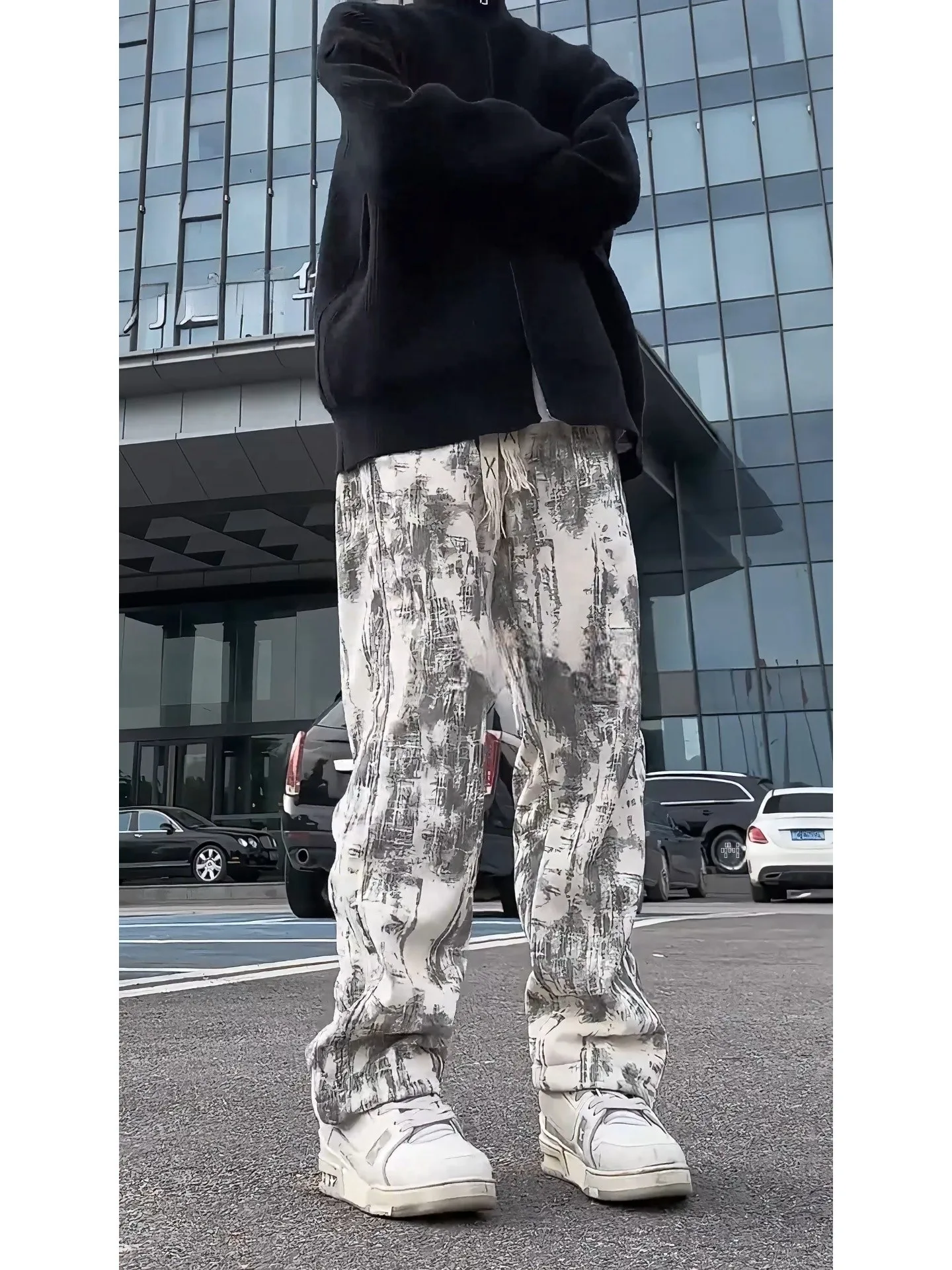 

American Dyed Wide Leg Pants Men's Autumn Winter Thiened Fce Casual Loose Fit Spor Loose Trousers Cleanfit Trendy Brand