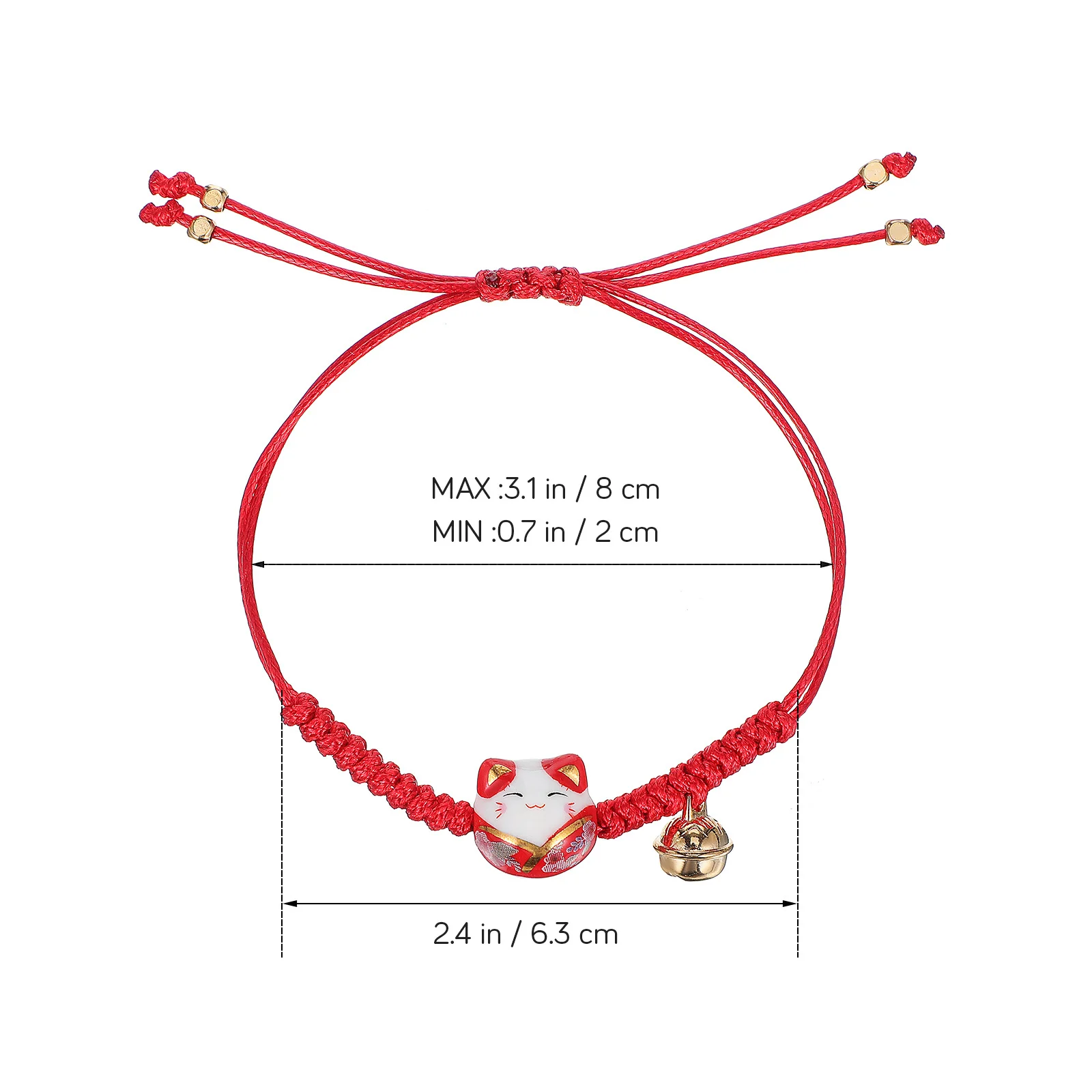 3 pçs maneki neko pulseira gato charme sorte corda pulseira ajustável jóias japonesas para mulheres meninas kawaii moda acessório