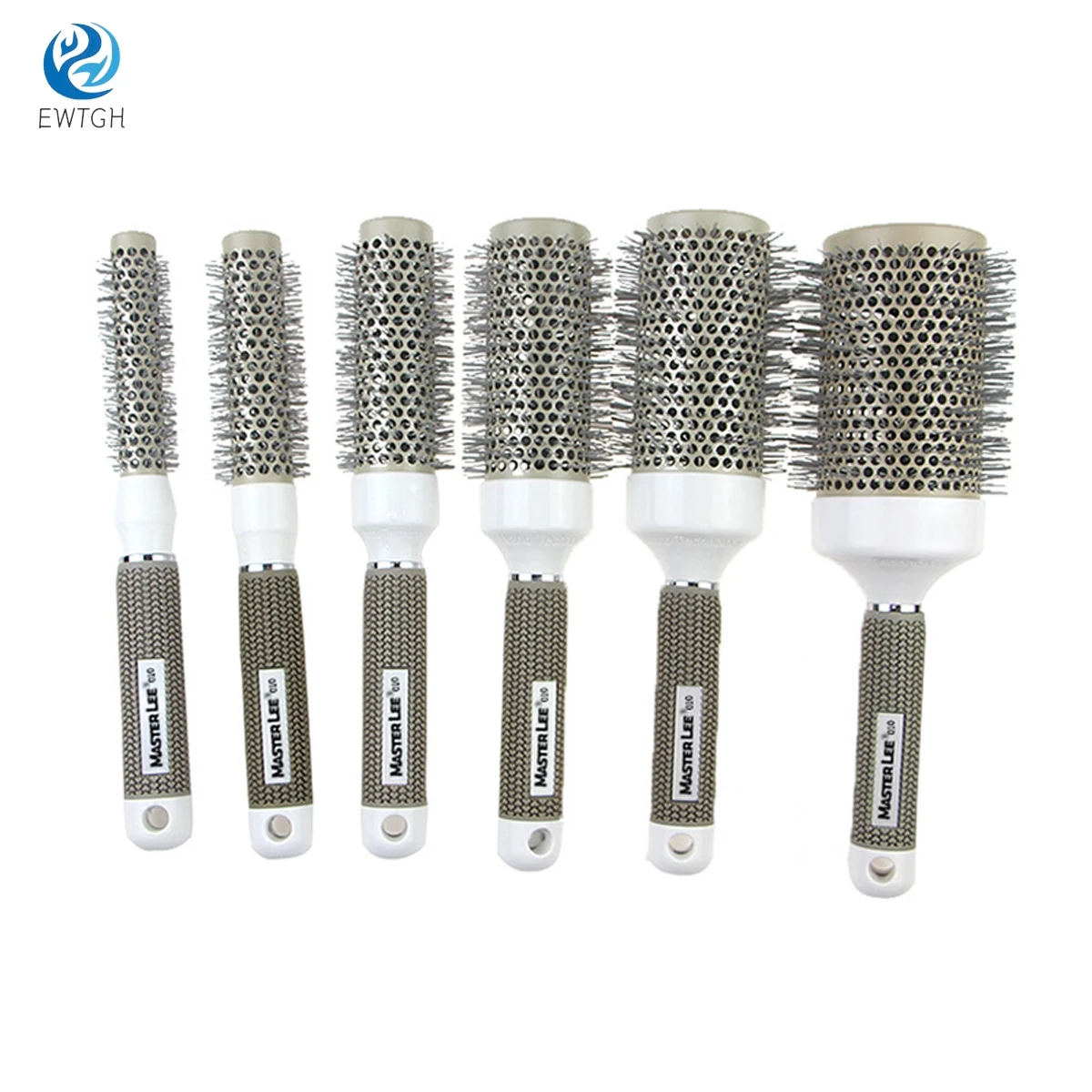 6Sizes Hair Styling Brush Nylon Comb Cylinder Curly Hair Rolling Comb Thermal Aluminum Tube Round Barrel Hair Comb Curly Tool