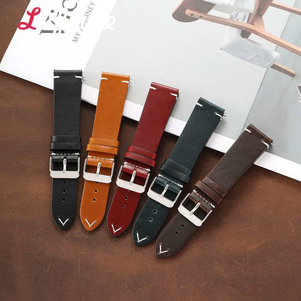 Premium Ölwachs-Leder Uhrenarmband für Herren Schnellwechsel-Design 18mm 19mm 20mm 21mm 22mm Universelle Uhrenbänder