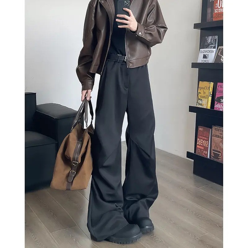 

KISKO American Sle Men's Spring Autumn Cleanfit Micro Flared West Pants Drapey Paratrooper Trousers Casual Straight Leg Jeans