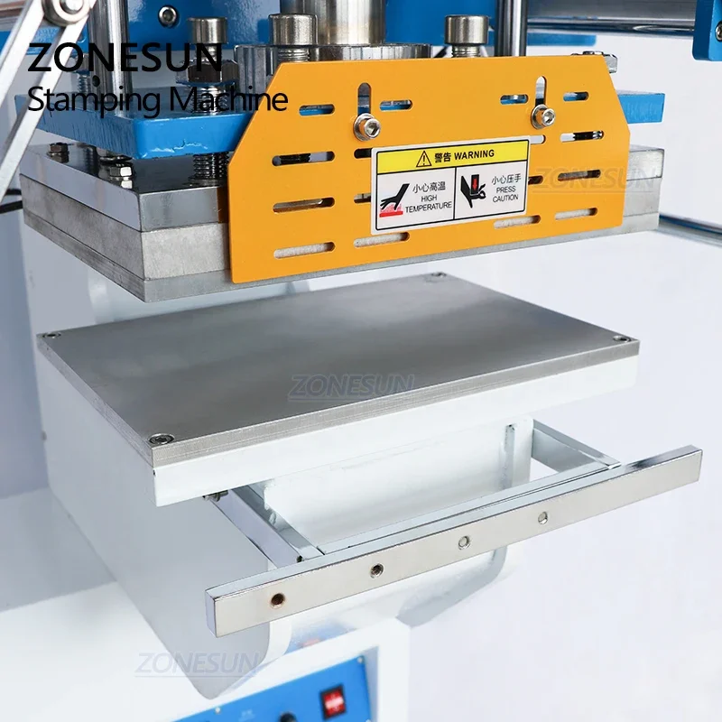 ZONESUN ZS-819SK Pneumatische automatische Kunststoffbox LOGO Leder Heißfolienprägung Rillen Prägemaschine Hitzepressmaschine