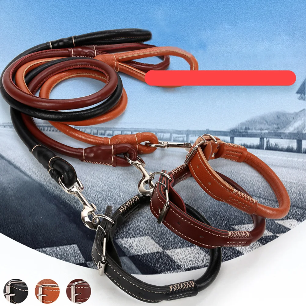 

Dog Neck Strap Premium PU Simple Design Wear-Resistant Pet Traction Strap for Puppy Outdoor Walking Safety Pet