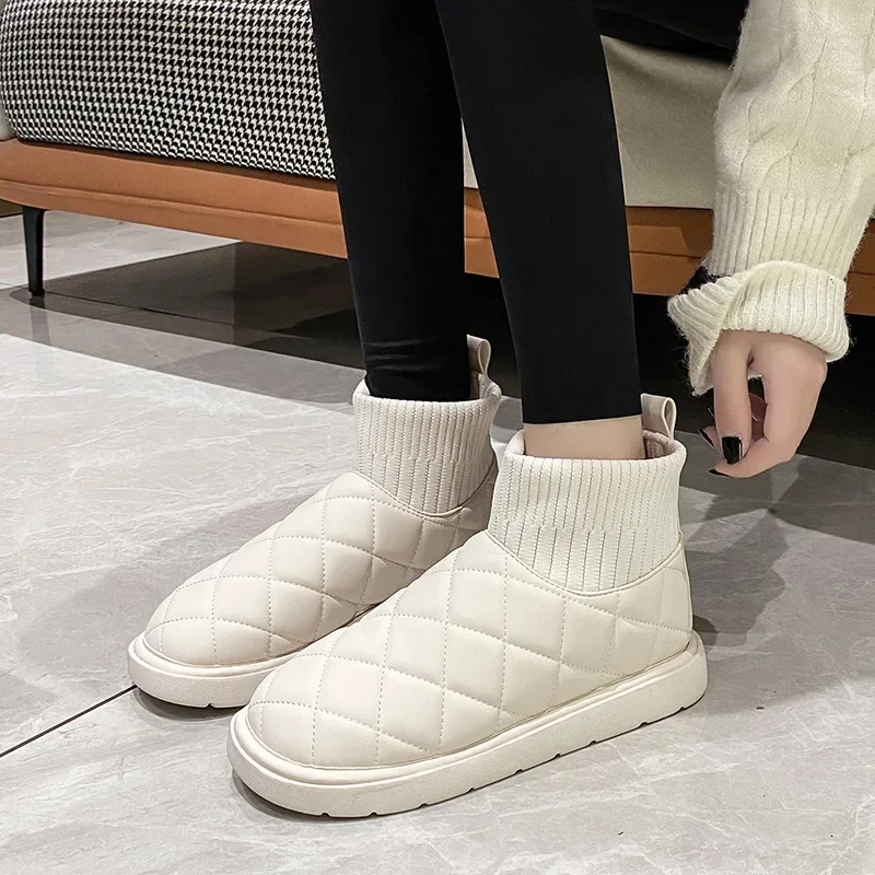 2024 New Snow Boots Women\'s Velvet Thickening Winter Fashion Short-tube Slip-on Warm Bread Cotton Shoes Winter Boots Women Boots