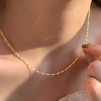 Gold Plated Stainless Steel Thin Chain Necklace for Women Simple Clavicle Style Female Jewelry Accessory