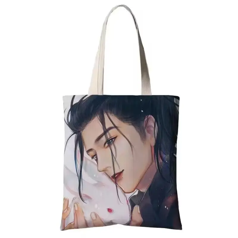 Mo Dao Zu Shi Cartoon Canvas Shoulder Bag Anime Grandmaster of Demonic Cultivation Cosplay Cute Casual Shopping Bag Handbag Gift