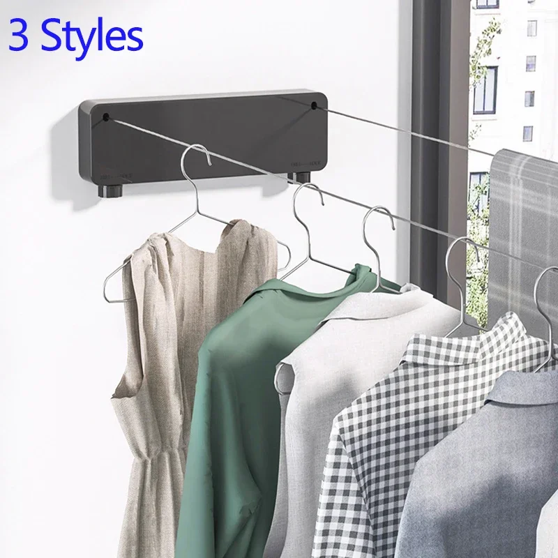 

Stainless Steel Clothesline Indoor Outdoor Retractable Wall Double Clothes Line Outdoor Laundry Rope Extendable For Apartment