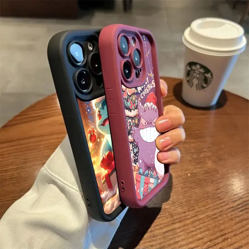 เคสโทรศัพท์ลายโปเกมอนคริสต์มาส รุ่น S25FE สำหรับ Samsung Galaxy S25 S24 S23 S22 S21 S20 FE Ultra 5G Plus Note20 ลายเก็นการ์ พิคาชู