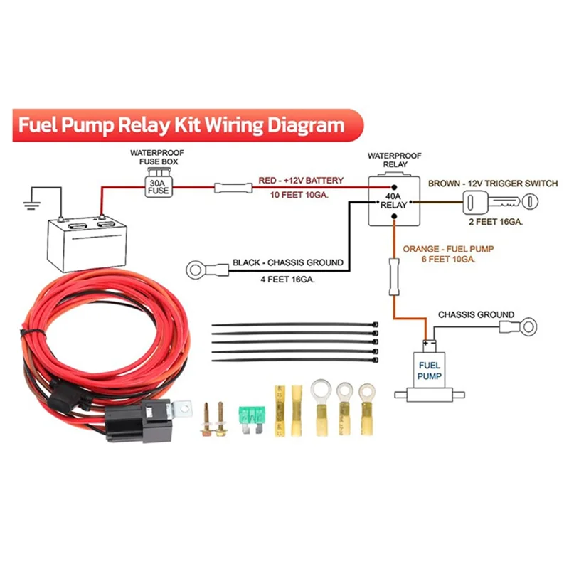 Practical For P/N 30247 12V System Electric Fuel Pump Relay Bypass Kit Waterproof Relay Switch Kit