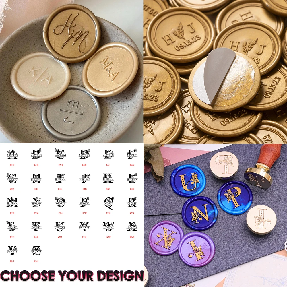 

2.5Cm Custom Wax Seal Stickers Customized Initial Letter Flower Alphabets Self-Adhesive Stickers for Diy Wedding Envelope Card