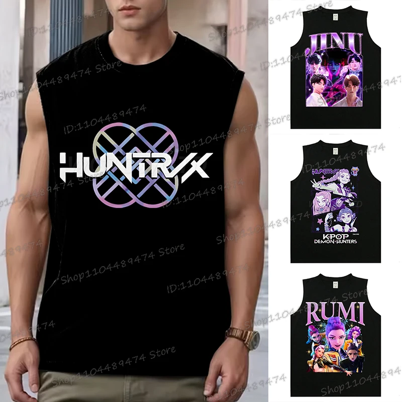 

KPop Demon Hunters Tiger жилет из 100% хлопка для мужчин и женщин футболки без рукавов в стиле аниме KPop охотники на демонов модная майка подарки