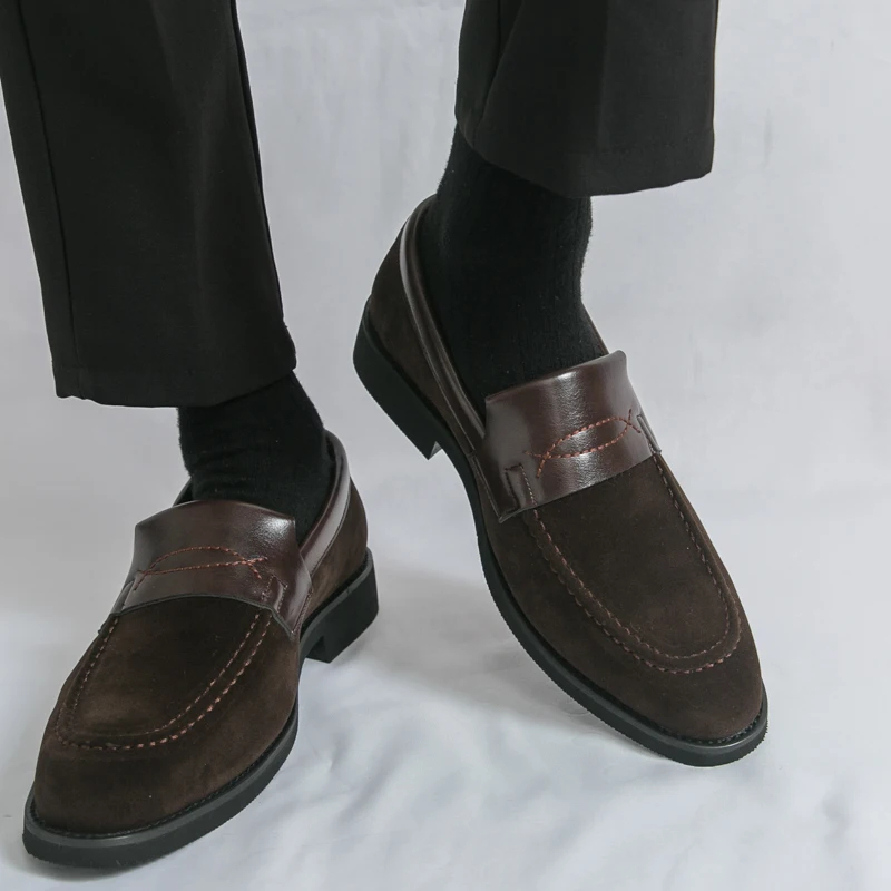 

Retro Office Business Leather Shoes for Men High Quality Social Leather Shoes Men Slip on Loafers Men's Dress Leather Shoes