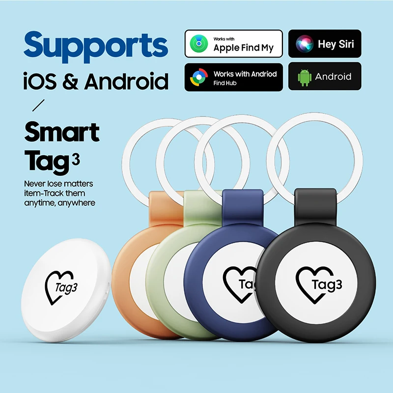 Smart Tracker Tag for iOS Android Anti-Lost GPS Pet Key Luggage Finder Work with Apple Find and My Google Find My Device Network
