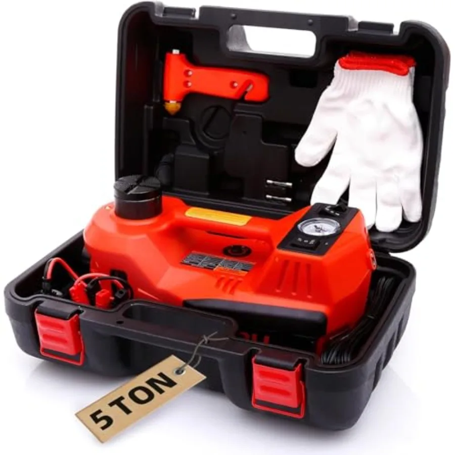 

Electric Car Jack Quick Lifting Safe and Portable with Tire Inflator and LED Light Complete Set of Accessories 12V Hydraulic Fl