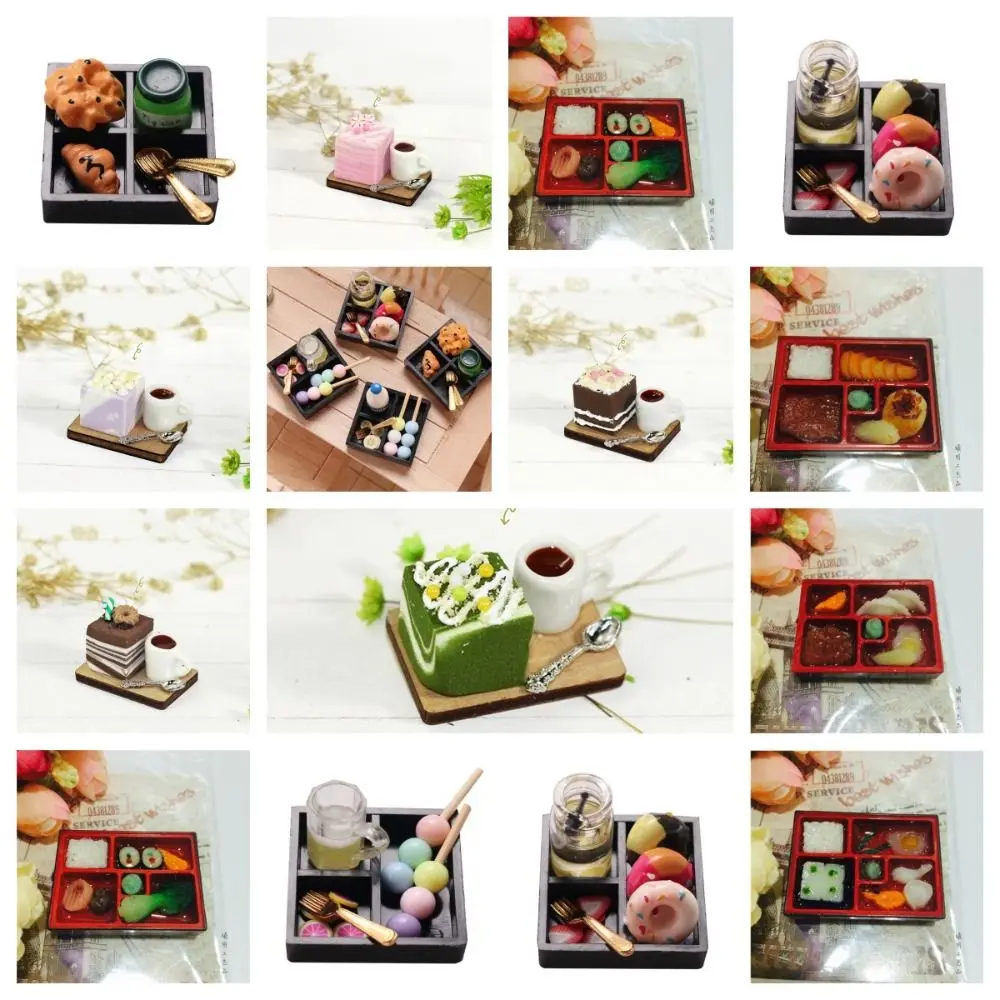 Resin Simulation Food Toy Scene Model Cake Sushi Box Lunch Dollhouse Miniature Snack Drink Miniature Model Dolls Accessories