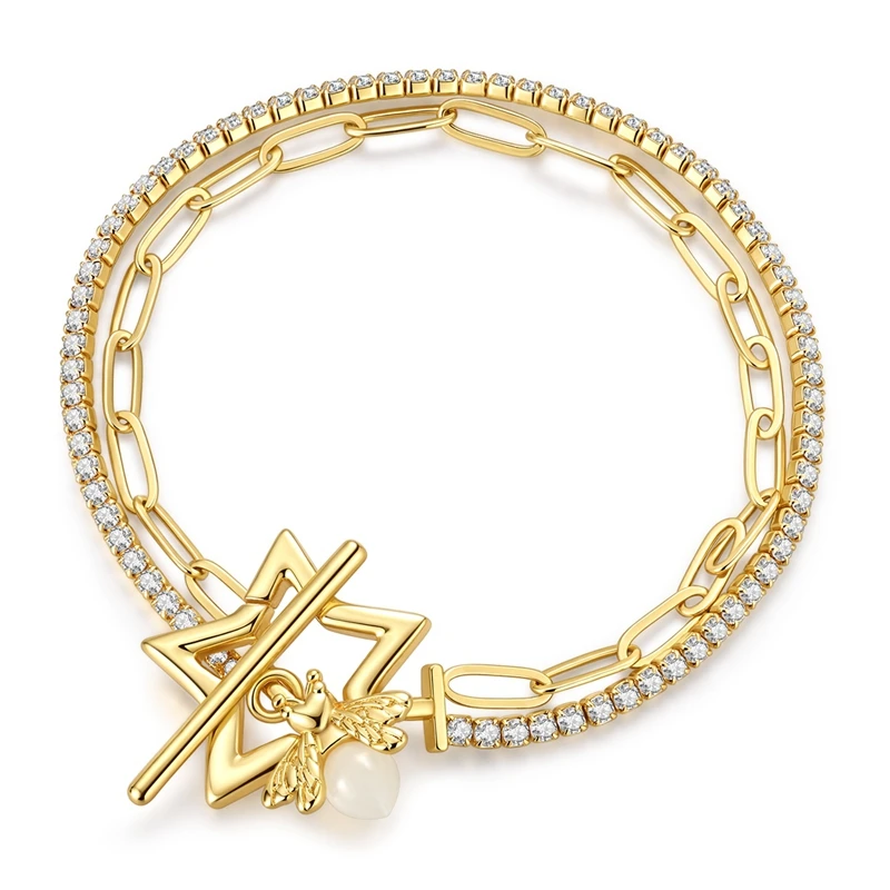 925 Sterling Silver Bracelet Gold Star Universal Clasp Glow-in-the-dark Snake Chain Bangle For Women Jewelry Gift