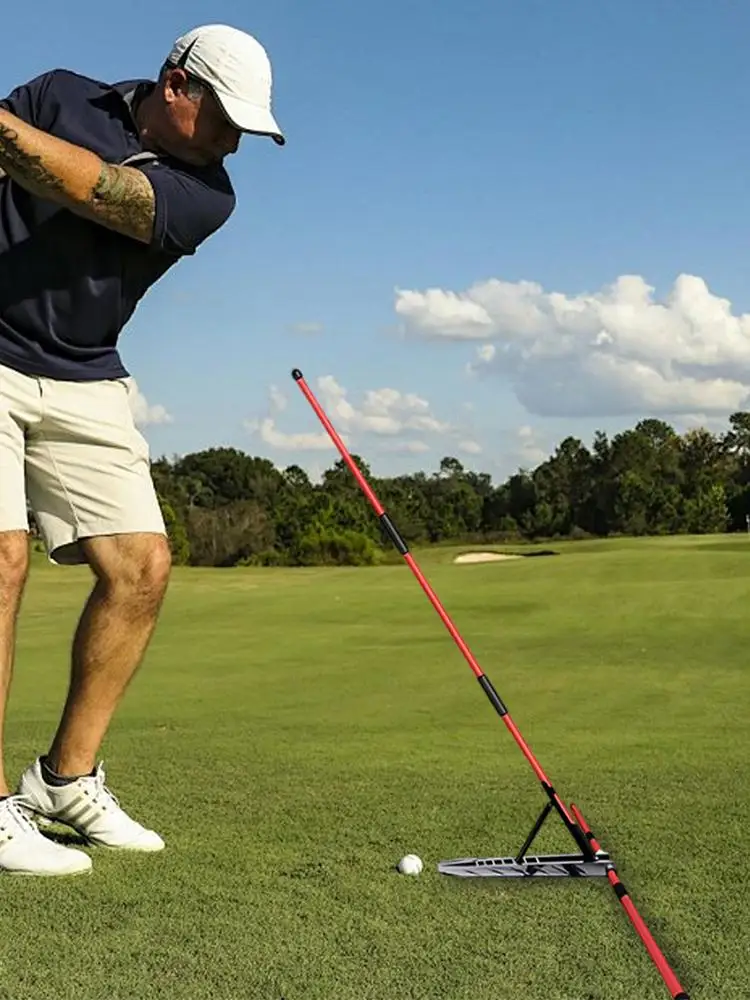 Pręt do zarównywania zamachu golfowego, kij do zarównywania golfowego, uchwyt, płytka do ćwiczeń zamachu, trener, regulacja kąta zamachu, pomoc w korekcji postawy. — zdjęcie 2