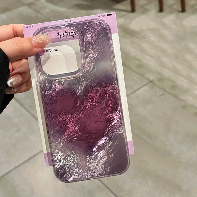 Blurred Gradient Purple Grape Heart Ice Crack Phone Case For iPhone 16 Pro Case iPhone 15 14 13 12 11 XS Max XR X 7 8 Plus Cover