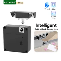 RAYKUBE TT Lock Blutooth Invisible cerradura electrónica inteligente para cajón cerradura de gabinete sin llave con aplicación/RFID 13,56 MHz tarjeta IC desbloqueo YX01