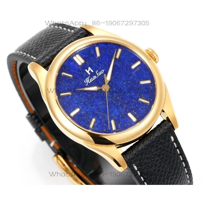 Natural Lapis Lazuli Leather Strap Light Luxury Business Watch Men