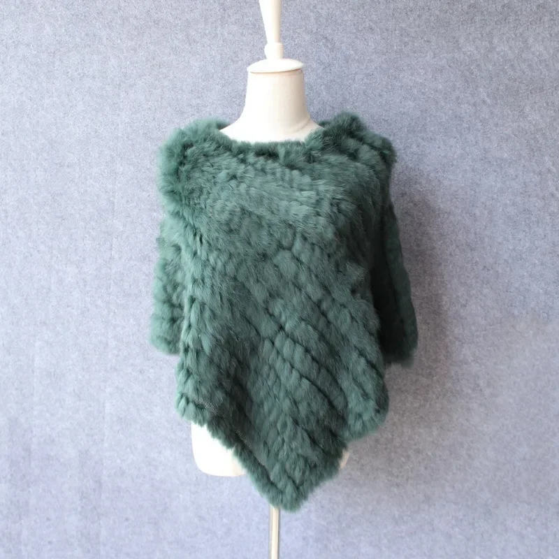 Real Rabbit Fur Knitted Natural Fur Poncho Vest Fashion Wrap Coat Shawl Lady Scarf Natural Fur Wedding Party Wholesale Cape