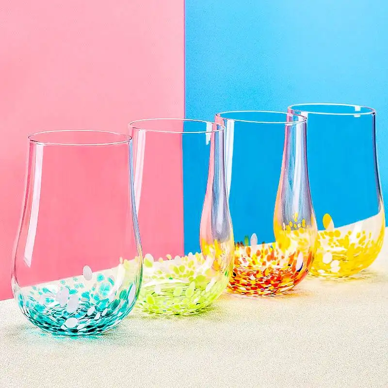 

Creative Color Dot Glass Cup Large Belly Milk Cup Mousse Cup Girl Heart Coffee Cup Couple Water Cup Juice Cup