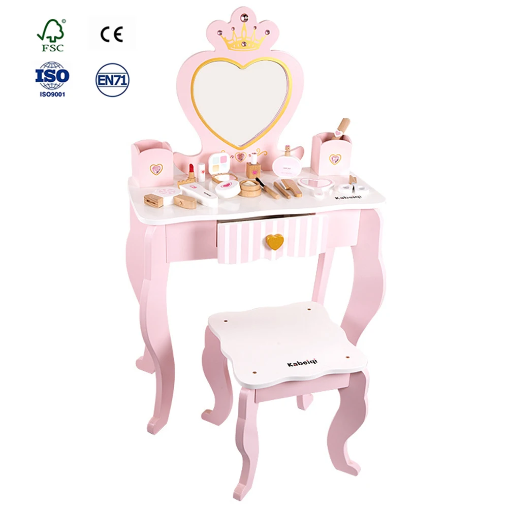 Kids Wooden Vanity Set Wooden Simulation Of Every House Girl Toy Dresser Toy Girls Dressing Table Wooden Beauty Table For Kids