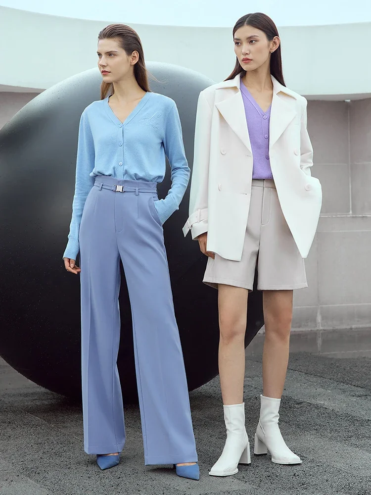 

AMII Minimalism Straight Pants for Women 2025 Autumn Office Lady Slim Belt High Waist Female Casual Blazer Trousers 12343073