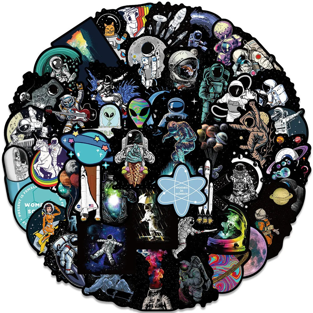 10/30/50PCS New Fashion Space Astronaut Sticker Pack Skateboard Decoration DIY Mobile Phone Computer Luggage PVC Decal Wholesale