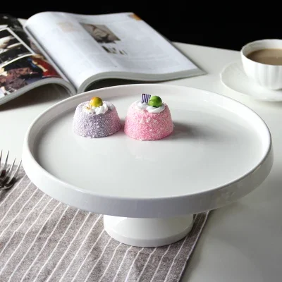White Ceramic Cake Stand and Plastic Cover Wedding Bakeware Tools Decorating Supplies Dessert Table Pops