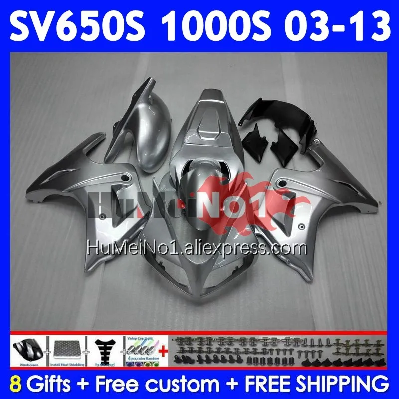 SV1000S For SUZUKI SV650S SV650 SV1000 S 111No.8 SV 650S 1000S Gloss silvery 03 04 05 06 07 08 2009 2010 2011 2012 2013 Fairing