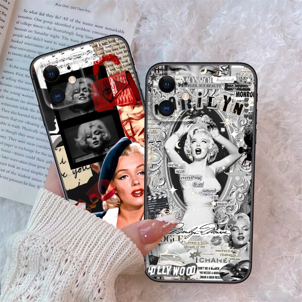 Marilyn M-Monroe Soft Silicone Phone Case for iPhone 16 15 14 Plus 13 12 11 Pro Max