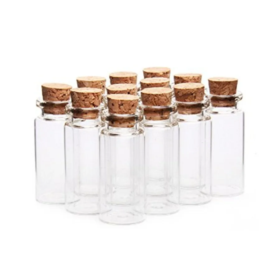 

10PCS 10ML Transparent Glass Jars Bottles Empty Sample Vials with Cork Stoppers Ideal for Wedding Message Keepsakes Jewelry Dis