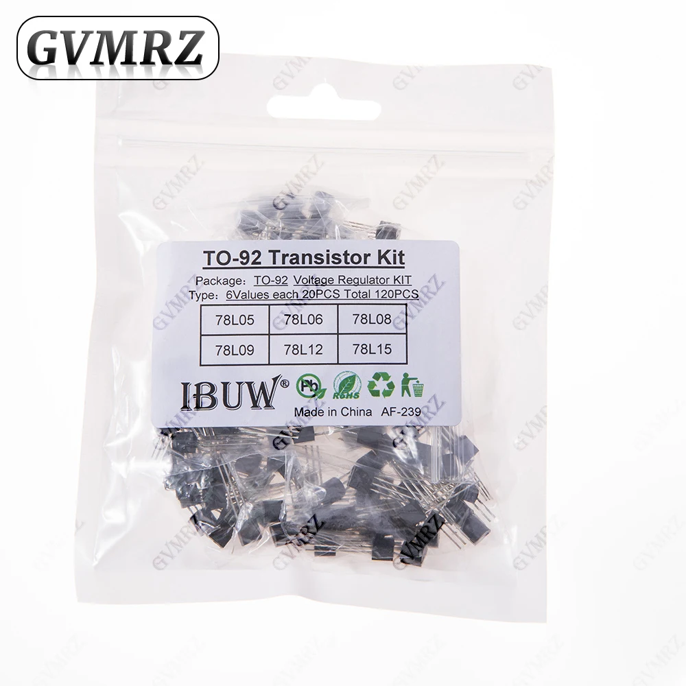120PCS 10Values TO-92 Transistor Kit (78L05/78L06/78L08/78L09/78L12/78L15) Voltage Regulator for DIY Electronic Power Supply