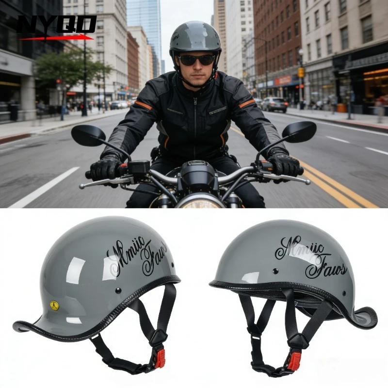 

Retro Motorcycle Half Helmet for Men Women Lightweight Summer Tail Raised American Style Scooter Helmet