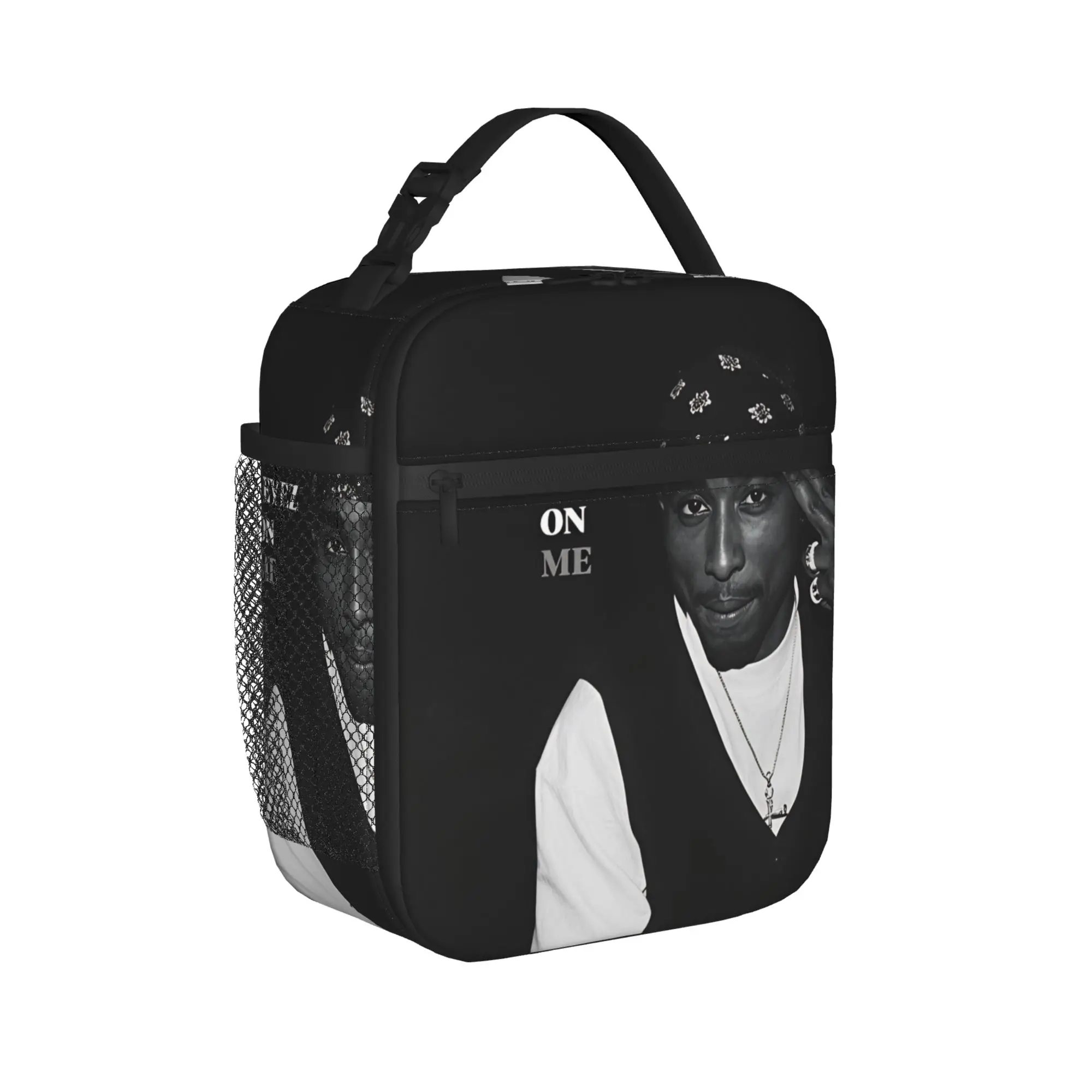 Rapper Tupacs Lunch Bag  Portable Insulated Lunch Box Men Outdoor Picnic Graphic Design Cooler Bag Kawaii Oxford Tote Food Bags