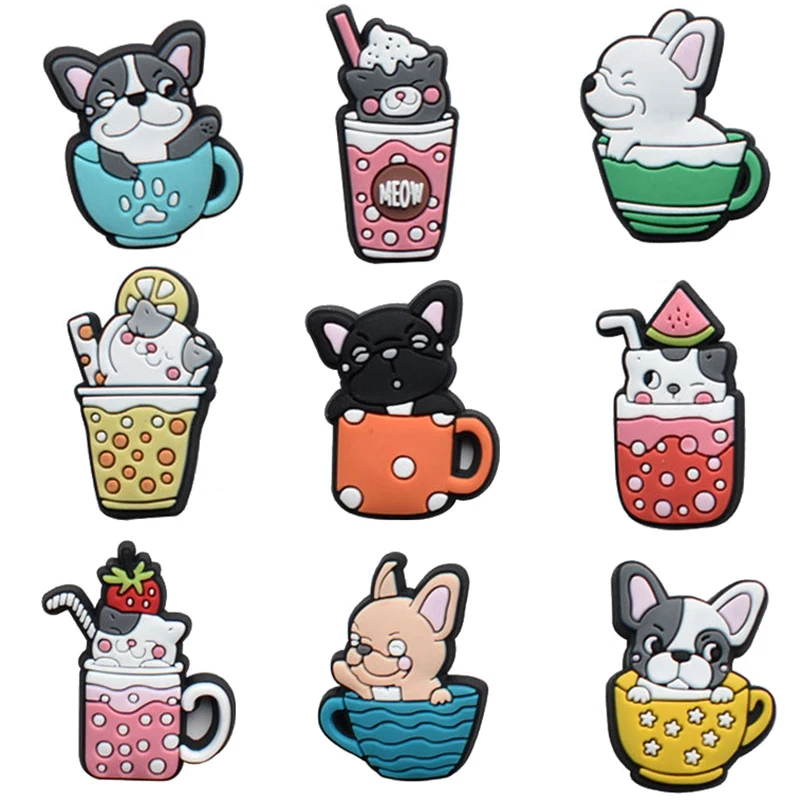 New Arrival Cute Animals Milky Tea Shoe Charms for Crocs Accessories Pin Decoration Bracelet Wristband Kids Women Party Gifts