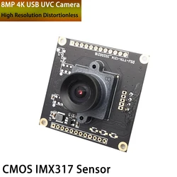 HD 4K Camera Module 8MP With Sony IMX317 Sensor 3840*2160 High Resolution Distortionless USB Plus and Play For Face Recognition