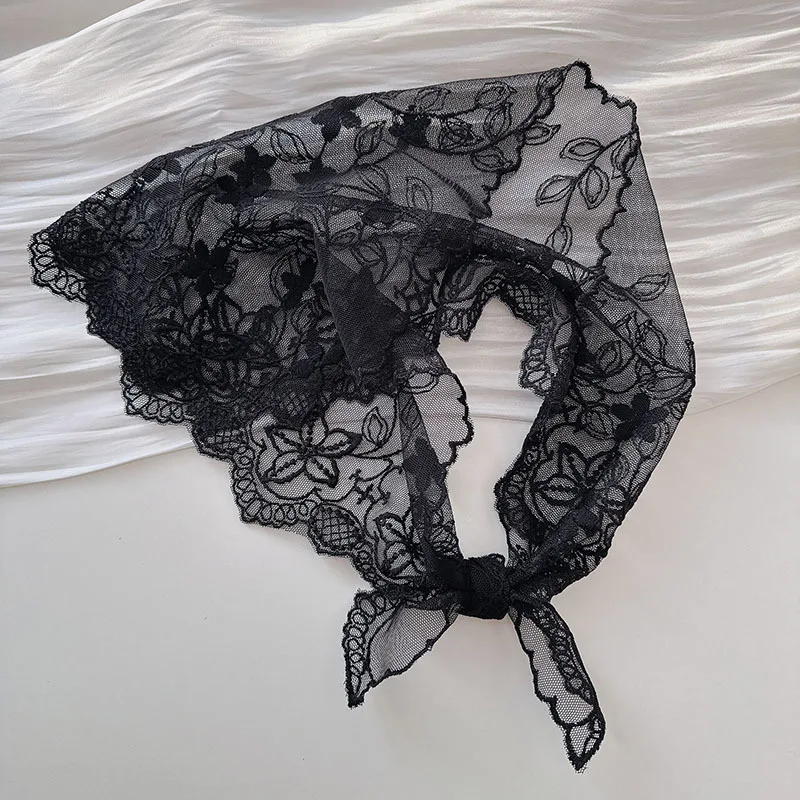 

2026Spring and Autumn New Product: Three-Dimensional Embroidered Floral Lace Scarf, Multifunctional Sweet Wavy Sca