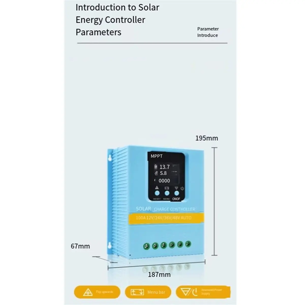 DT38 MPPT Solar Charging Controller 12V 24V 36V 48V Automatic Identification 80A